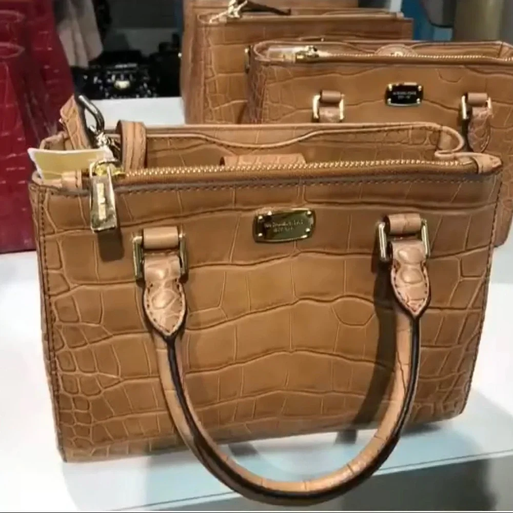 Michael Kors Kellen Satchel Croc Embossed Bag